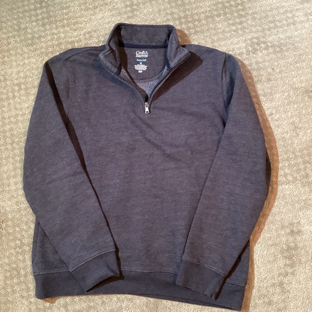 Croft & Barrow Men's Extra Soft Gray 1/4 Zip-Up Sweatshirt/Sweater, Medium
